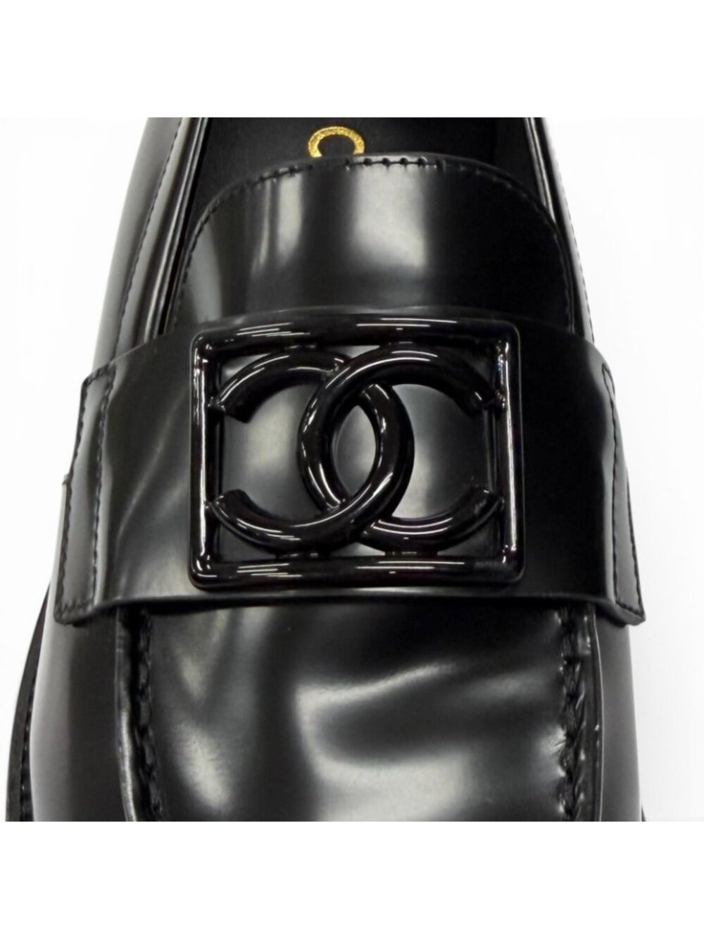 Chanel CC Logo Leather Loafers Shoes Black - Picture 8 of 12
